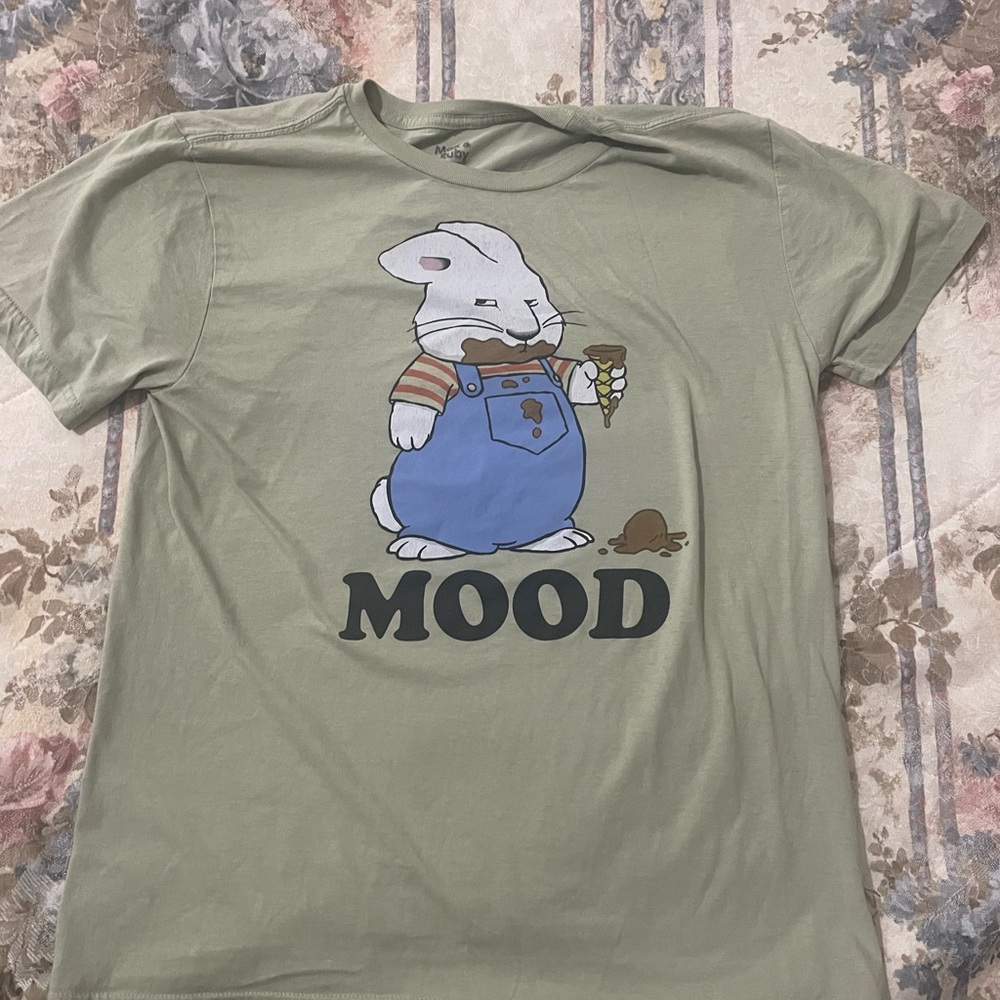 Green T-Shirt with Rabbit Graphic
